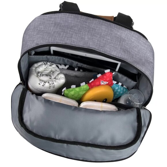 Fisher Price Fastfinder Multipocket Grey Diaper Bag Backpack with Changing Pad A - Picture 4 of 6
